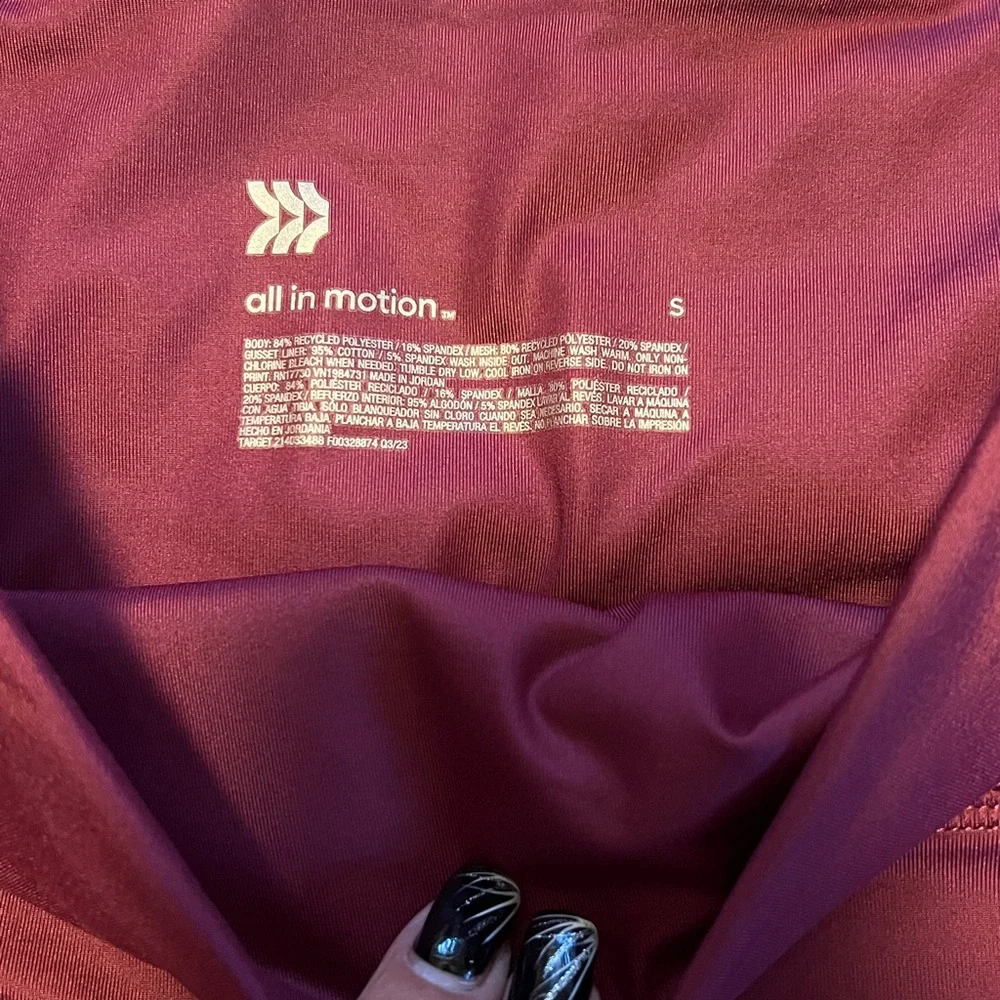 All In Motion Maroon Red High Rise Leggings & Sports-bra Set - Picture 16 of 16